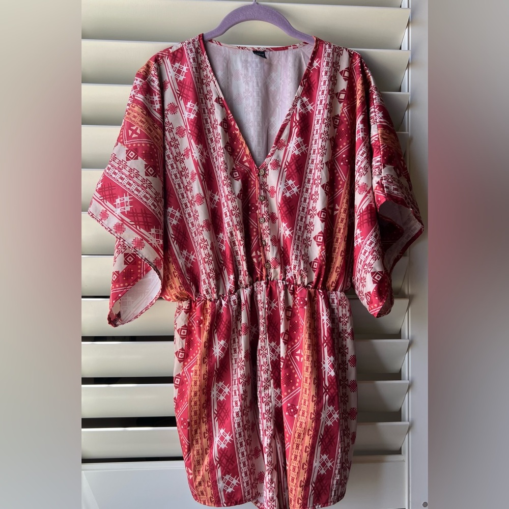 SHEIN - Medium - Red and White Patterned Romper